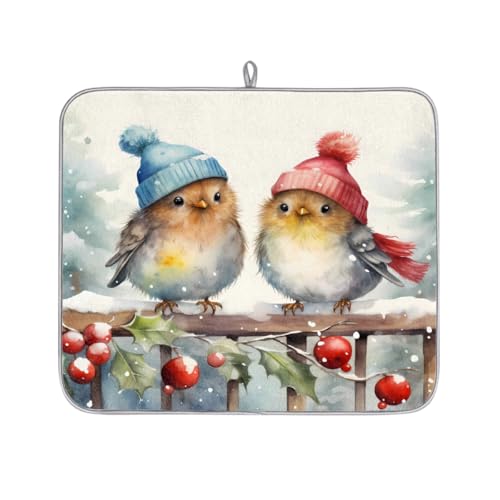 Mexpekil Abtropfmatte für Geschirr, Motiv: Wintervogel, Stechpalmenblatt, saugfähig, für Küchentheke, rutschfeste Abtropfmatten für Geschirr, Tassen, Pfannen, 40,6 x 45,7 cm Mexpekil Abtropfmatte für Geschirr, Motiv: Wintervogel, Stechpalmenblatt, saugfähig, für Küchentheke, rutschfeste Abtropfmatten für Geschirr, Tassen, Pfannen, 40,6 x 45,7 cm von Mexpekil