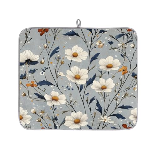 Mexpekil Abtropfmatte für Küchentheke, 40,6 x 45,7 cm, saugfähige Abtropfmatte mit rutschfester Unterseite, schnell trocknende Abtropfmatte für Spüle, Kaffeebar, Wildblumen, Weiß/Grau Mexpekil Abtropfmatte für Küchentheke, 40,6 x 45,7 cm, saugfähige Abtropfmatte mit rutschfester Unterseite, schnell trocknende Abtropfmatte für Spüle, Kaffeebar, Wildblumen, Weiß/Grau von Mexpekil
