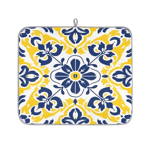 Mexpekil Abtropfmatte für Küchentheke, 40,6 x 45,7 cm, saugfähige Abtropfmatte mit rutschfester Unterseite, schnell trocknende Abtropfmatte für Spüle, Kaffeebar, ethnisches marokkanisches Gelbblau Mexpekil Abtropfmatte für Küchentheke, 40,6 x 45,7 cm, saugfähige Abtropfmatte mit rutschfester Unterseite, schnell trocknende Abtropfmatte für Spüle, Kaffeebar, ethnisches marokkanisches Gelbblau von Mexpekil
