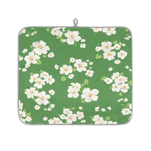 Mexpekil Abtropfmatte für Küchentheke, 40,6 x 45,7 cm, saugfähige Abtropfmatte mit rutschfester Unterseite, schnell trocknende Abtropfmatte für Spüle, Kaffeebar, weiße Blumen, Grün Mexpekil Abtropfmatte für Küchentheke, 40,6 x 45,7 cm, saugfähige Abtropfmatte mit rutschfester Unterseite, schnell trocknende Abtropfmatte für Spüle, Kaffeebar, weiße Blumen, Grün von Mexpekil
