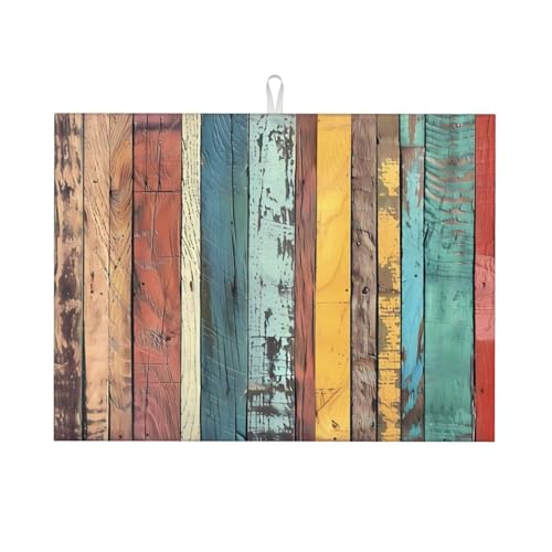 Mexpekil Abtropfmatte für Küchentheke, bunt, Vintage, rustikale Holzstruktur, groß, rutschfest, Mikrofaser, Abtropfmatte, 46 x 61 cm, saugfähige Abtropfmatte, Kaffee-Bar-Matte Mexpekil Abtropfmatte für Küchentheke, bunt, Vintage, rustikale Holzstruktur, groß, rutschfest, Mikrofaser, Abtropfmatte, 46 x 61 cm, saugfähige Abtropfmatte, Kaffee-Bar-Matte von Mexpekil