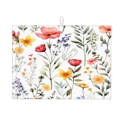Mexpekil Abtropfmatte für Küchentheke, bunte Wildblumenblätter, groß, rutschfest, Mikrofaser, 46 x 61 cm, saugfähige Abtropfmatte, Kaffeebar-Matte Mexpekil Abtropfmatte für Küchentheke, bunte Wildblumenblätter, groß, rutschfest, Mikrofaser, 46 x 61 cm, saugfähige Abtropfmatte, Kaffeebar-Matte von Mexpekil