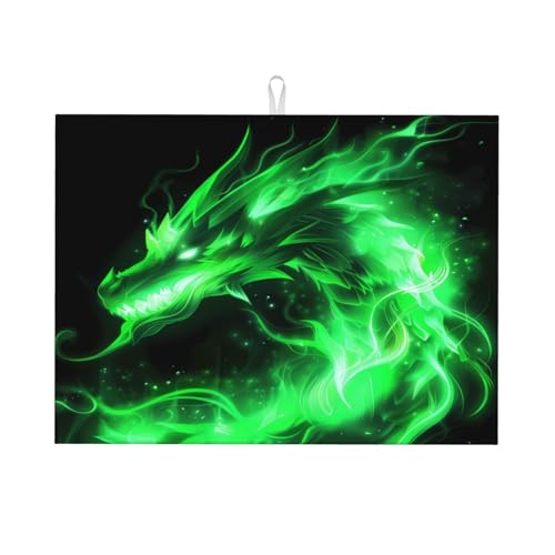 Mexpekil Abtropfmatte für Küchentheke, grüner Feueriger Tierdrache, groß, rutschfest, Mikrofaser, 46 x 61 cm, saugfähige Abtropfmatte, Kaffeebar-Matte Mexpekil Abtropfmatte für Küchentheke, grüner Feueriger Tierdrache, groß, rutschfest, Mikrofaser, 46 x 61 cm, saugfähige Abtropfmatte, Kaffeebar-Matte von Mexpekil
