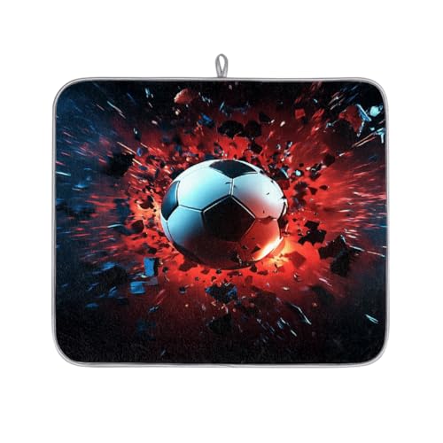 Mexpekil Abtropfmatte für gebrochene Fußball-Geschirr, saugfähig, für Küchentheke, rutschfeste Abtropfmatten für Geschirr, Tassen, Pfannen, 40,6 x 45,7 cm von Mexpekil