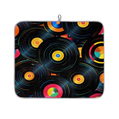 Mexpekil Abtropfmatte im Retro-CDS-Vintage-Stil, saugfähig, Abtropfmatte, Küchentheke, rutschfeste Abtropfmatte für Geschirr, Regale, Tassen, Pfannen, 40,6 x 45,7 cm von Mexpekil