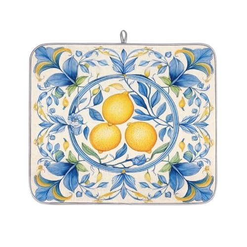 Mexpekil Abtropfmatte mit Aquarell-Blumen-Motiv, saugfähige Abtropfmatte, Küchentheke, rutschfeste Abtropfmatte für Geschirr, Tassen, Pfannen, 40,6 x 45,7 cm von Mexpekil
