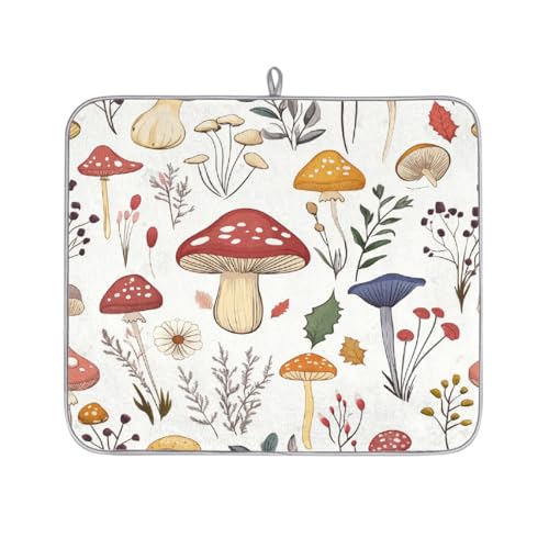 Mexpekil Abtropfmatte mit Cartoon-Pilzblättern, saugfähige Abtropfmatte, Küchentheke, rutschfeste Abtropfmatte für Geschirr, Tassen, Pfannen, 40,6 x 45,7 cm Mexpekil Abtropfmatte mit Cartoon-Pilzblättern, saugfähige Abtropfmatte, Küchentheke, rutschfeste Abtropfmatte für Geschirr, Tassen, Pfannen, 40,6 x 45,7 cm von Mexpekil