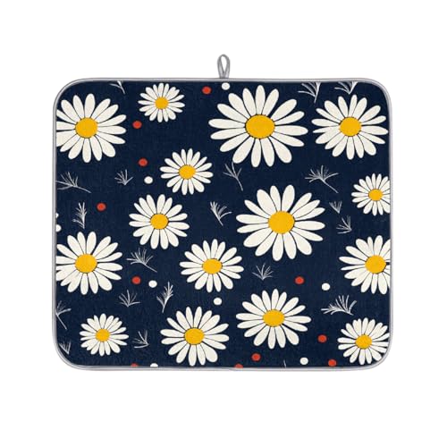 Mexpekil Abtropfmatte mit Gänseblümchen-Motiv, saugfähige Abtropfmatte, Küchentheke, rutschfeste Abtropfmatte für Geschirr, Tassen, Pfannen, 40,6 x 45,7 cm Mexpekil Abtropfmatte mit Gänseblümchen-Motiv, saugfähige Abtropfmatte, Küchentheke, rutschfeste Abtropfmatte für Geschirr, Tassen, Pfannen, 40,6 x 45,7 cm von Mexpekil