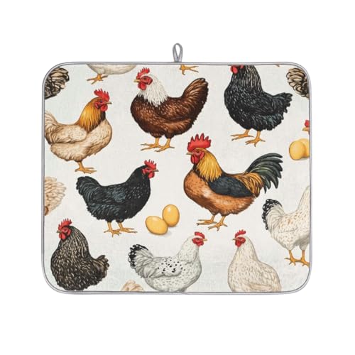 Mexpekil Abtropfmatte mit Hühnern und Eiern, saugfähiges Abtropfpad, Küchentheke, rutschfeste Abtropfmatte für Geschirr, Tassen, Pfannen, 40,6 x 45,7 cm Mexpekil Abtropfmatte mit Hühnern und Eiern, saugfähiges Abtropfpad, Küchentheke, rutschfeste Abtropfmatte für Geschirr, Tassen, Pfannen, 40,6 x 45,7 cm von Mexpekil
