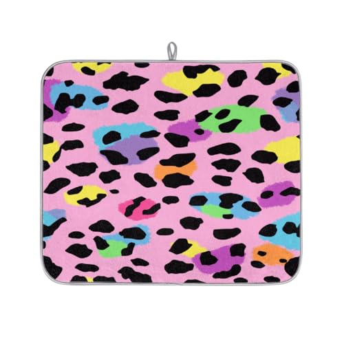 Mexpekil Abtropfmatte mit Leopardenmuster, saugfähig, für Küchentheke, rutschfest, für Geschirr, Tassen, Pfannen, 40,6 x 45,7 cm, Rosa und bunt Mexpekil Abtropfmatte mit Leopardenmuster, saugfähig, für Küchentheke, rutschfest, für Geschirr, Tassen, Pfannen, 40,6 x 45,7 cm, Rosa und bunt von Mexpekil