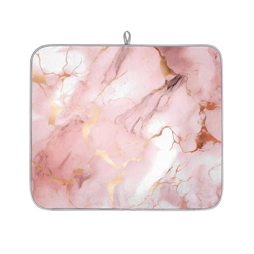 Mexpekil Abtropfmatte mit Marmor-Druck, saugfähig, für Küchentheke, rutschfeste Abtropfmatte für Geschirr, Regale, Tassen, Pfannen, 40,6 x 45,7 cm von Mexpekil