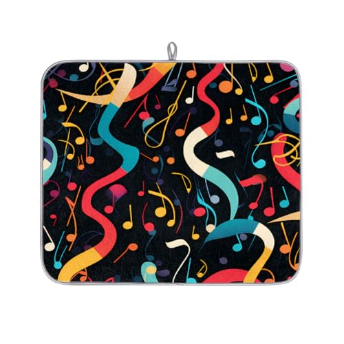 Mexpekil Abtropfmatte mit Musiknoten, saugfähiges Abtropfpad, Küchentheke, rutschfeste Abtropfmatten für Geschirr, Tassen, Pfannen, 40,6 x 45,7 cm von Mexpekil