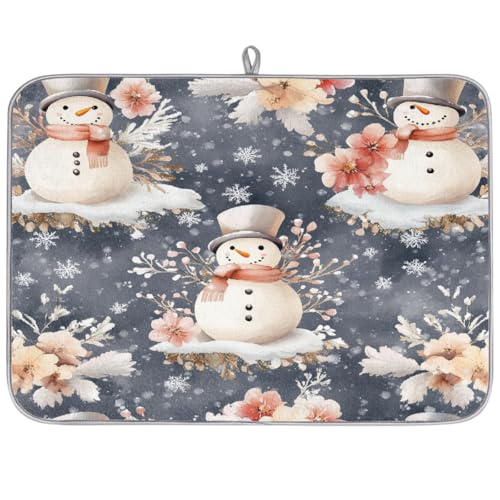 Mexpekil Abtropfmatte mit Schneemännern und rosa Blumen, 45,7 x 61 cm, super saugfähig, rutschfest, schnell trocknend, Küchen-Abtropfmatte für Spüle, Arbeitsplatte, Theke Mexpekil Abtropfmatte mit Schneemännern und rosa Blumen, 45,7 x 61 cm, super saugfähig, rutschfest, schnell trocknend, Küchen-Abtropfmatte für Spüle, Arbeitsplatte, Theke von Mexpekil