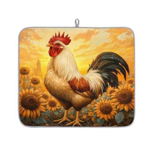 Mexpekil Abtropfmatte mit Sonnenblumen-Motiv, saugfähig, für Küchentheke, rutschfeste Abtropfmatten für Geschirr, Tassen, Pfannen, 40,6 x 45,7 cm von Mexpekil