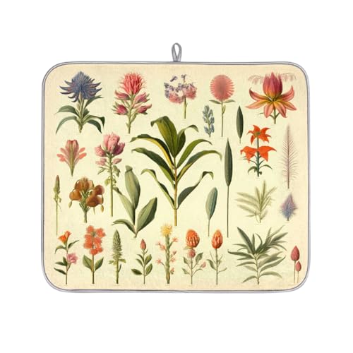 Mexpekil Abtropfmatte mit botanischen Blumenpflanzen, saugfähige Abtropfmatte, Küchentheke, rutschfeste Abtropfmatten für Geschirr, Tassen, Pfannen, 40,6 x 45,7 cm Mexpekil Abtropfmatte mit botanischen Blumenpflanzen, saugfähige Abtropfmatte, Küchentheke, rutschfeste Abtropfmatten für Geschirr, Tassen, Pfannen, 40,6 x 45,7 cm von Mexpekil