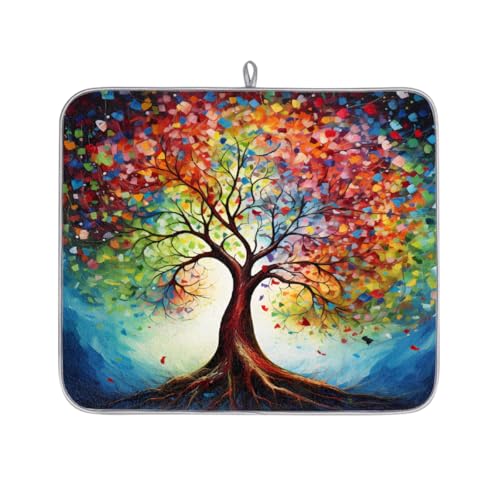 Mexpekil Abtropfmatte mit buntem Baum, saugfähig, Abtropfmatte, rutschfeste Abtropfmatte für Geschirr, Tassen, Pfannen, 40,6 x 45,7 cm Mexpekil Abtropfmatte mit buntem Baum, saugfähig, Abtropfmatte, rutschfeste Abtropfmatte für Geschirr, Tassen, Pfannen, 40,6 x 45,7 cm von Mexpekil