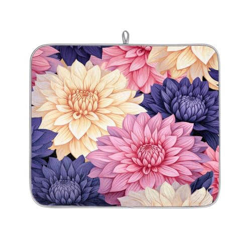 Mexpekil Abtropfmatte mit buntem Dahlien-Blumen-Motiv, saugfähig, Abtropfmatte, Küchentheke, rutschfeste Abtropfmatte für Geschirr, Tassen, Pfannen, 40,6 x 45,7 cm Mexpekil Abtropfmatte mit buntem Dahlien-Blumen-Motiv, saugfähig, Abtropfmatte, Küchentheke, rutschfeste Abtropfmatte für Geschirr, Tassen, Pfannen, 40,6 x 45,7 cm von Mexpekil