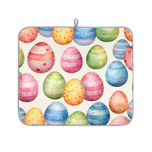 Mexpekil Abtropfmatte mit buntem Ostereier-Druck, saugfähige Abtropfmatte, Küchentheke, rutschfeste Abtropfmatte für Geschirr, Regale, Tassen, Pfannen, 40,6 x 45,7 cm von Mexpekil