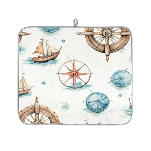 Mexpekil Abtropfmatte mit nautischem Kompass, saugfähige Abtropfmatte, Küchentheke, rutschfeste Abtropfmatte für Geschirr, Tassen, Pfannen, 40,6 x 45,7 cm Mexpekil Abtropfmatte mit nautischem Kompass, saugfähige Abtropfmatte, Küchentheke, rutschfeste Abtropfmatte für Geschirr, Tassen, Pfannen, 40,6 x 45,7 cm von Mexpekil