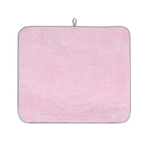 Mexpekil Abtropfmatte mit rosa Aufdruck, saugfähiges Abtropfpad, Küchentheke, rutschfeste Abtropfmatten für Geschirr, Regale, Tassen, Pfannen, 40,6 x 45,7 cm von Mexpekil