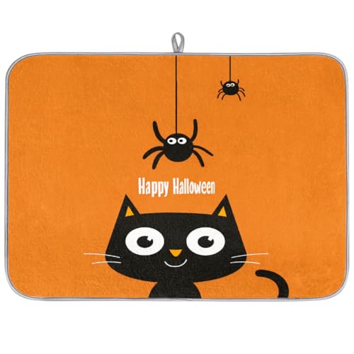 Mexpekil Abtropfmatte mit süßer schwarzer Katze und Spinne, 45,7 x 61 cm, super saugfähige Abtropfmatte, rutschfest, schnell trocknend, Küchen-Abtropfmatte für Spüle, Arbeitsplatte, Theke Mexpekil Abtropfmatte mit süßer schwarzer Katze und Spinne, 45,7 x 61 cm, super saugfähige Abtropfmatte, rutschfest, schnell trocknend, Küchen-Abtropfmatte für Spüle, Arbeitsplatte, Theke von Mexpekil