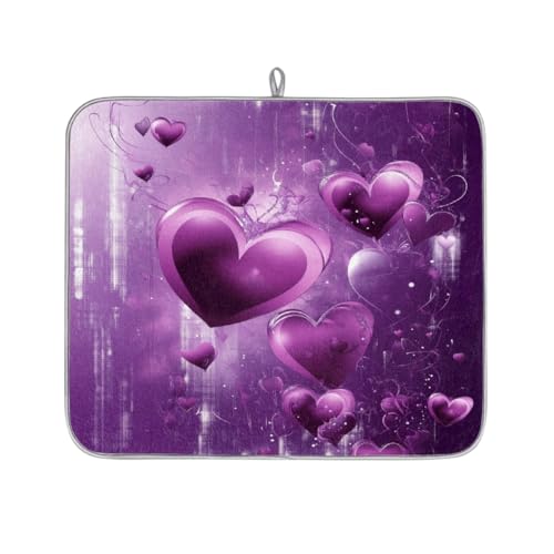 Mexpekil Abtropfmatte mit violettem Herzmotiv, saugfähig, für Küchentheke, rutschfeste Abtropfmatten für Geschirr, Tassen, Pfannen, 40,6 x 45,7 cm Mexpekil Abtropfmatte mit violettem Herzmotiv, saugfähig, für Küchentheke, rutschfeste Abtropfmatten für Geschirr, Tassen, Pfannen, 40,6 x 45,7 cm von Mexpekil