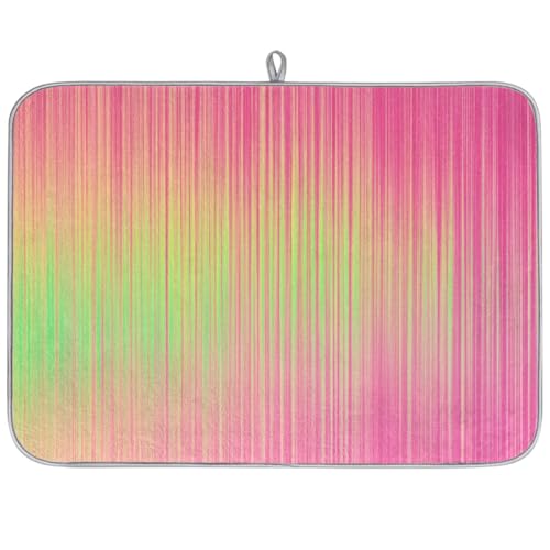 Mexpekil Abtropfmatten, rosa grüne Streifen, Küchen-Abtropfmatte, Kaffeepad, Küchentheke, Matte für Geschirr, Kaffee, Bar, Arbeitsplatten, 45,7 x 61 cm von Mexpekil