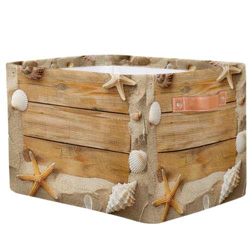 Mexpekil Aufbewahrungskörbe aus Holz, Sandmuscheln, Spielzeugkorb mit Griffen, faltbare Stoff-Aufbewahrungsboxen für Regale, Heimbüro, 38 x 28 x 24 cm Mexpekil Aufbewahrungskörbe aus Holz, Sandmuscheln, Spielzeugkorb mit Griffen, faltbare Stoff-Aufbewahrungsboxen für Regale, Heimbüro, 38 x 28 x 24 cm von Mexpekil