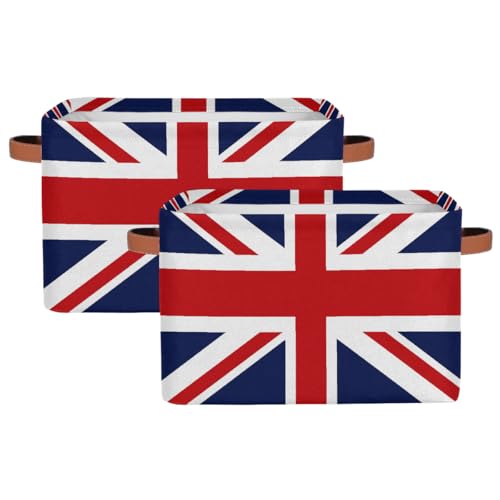 Mexpekil Aufbewahrungskorb mit britischer Flagge, Stoffwürfel, Aufbewahrungsboxen mit Griffen, groß, zusammenklappbar, Organizer für Regale, Kleidung, Spielzeug, 2 Stück Mexpekil Aufbewahrungskorb mit britischer Flagge, Stoffwürfel, Aufbewahrungsboxen mit Griffen, groß, zusammenklappbar, Organizer für Regale, Kleidung, Spielzeug, 2 Stück von Mexpekil