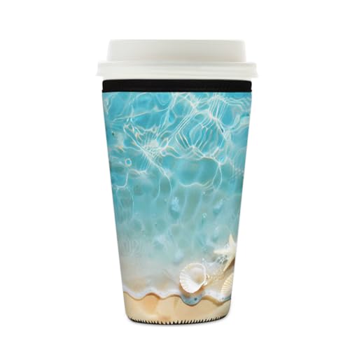 Mexpekil Beach Ocean Seestern Muschel Wiederverwendbare Eiskaffeehülle für heiße und kalte Getränke, isolierte Neopren-Getränkehüllen, passend für 473 - 510 ml Mexpekil Beach Ocean Seestern Muschel Wiederverwendbare Eiskaffeehülle für heiße und kalte Getränke, isolierte Neopren-Getränkehüllen, passend für 473 - 510 ml von Mexpekil