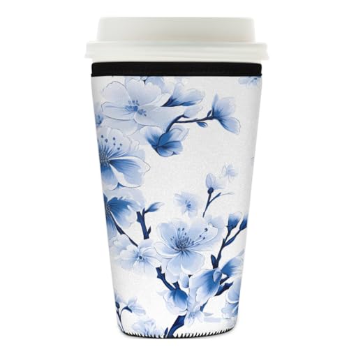 Mexpekil Blaue japanische Kirschblüte, wiederverwendbare Eiskaffee-Hülle für heiße und kalte Getränke, isolierte Neopren-Getränkehüllen, passend für 740 - 800 ml Mexpekil Blaue japanische Kirschblüte, wiederverwendbare Eiskaffee-Hülle für heiße und kalte Getränke, isolierte Neopren-Getränkehüllen, passend für 740 - 800 ml von Mexpekil