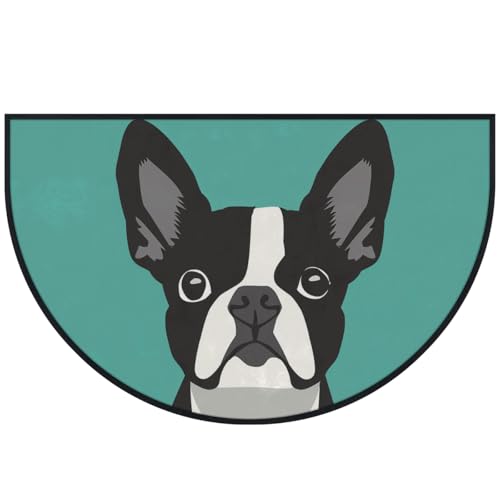 Mexpekil Boston Terrier Halbmond-Fußmatte, für drinnen und draußen, rutschfest, waschbar, halbrund, saugfähig, 100 x 160 cm Mexpekil Boston Terrier Halbmond-Fußmatte, für drinnen und draußen, rutschfest, waschbar, halbrund, saugfähig, 100 x 160 cm von Mexpekil