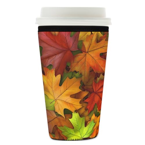 Mexpekil Bunte Herbst-Ahorn-Hülle, wiederverwendbar, Eiskaffee-Hülle für heiße und kalte Getränke, isolierte Neopren-Getränkehüllen, passend für 740 - 800 ml Mexpekil Bunte Herbst-Ahorn-Hülle, wiederverwendbar, Eiskaffee-Hülle für heiße und kalte Getränke, isolierte Neopren-Getränkehüllen, passend für 740 - 800 ml von Mexpekil