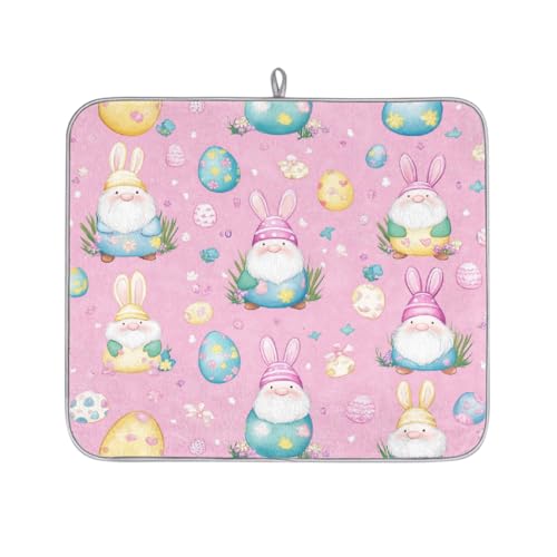 Mexpekil Bunte Oster-Zwerge, Eier, Abtropfmatte, saugfähige Abtropfmatte, Küchentheke, rutschfeste Abtropfmatte für Geschirr, Regale, Tassen, Pfannen, 40,6 x 45,7 cm von Mexpekil