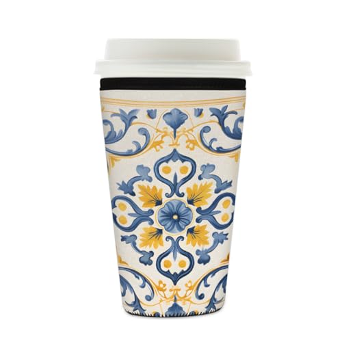 Mexpekil Ethnische Ornamente, Keramikfliesen-Druck, wiederverwendbare Eiskaffee-Hülle für heiße und kalte Getränke, isolierte Neopren-Getränkehüllen, passend für 473 - 510 ml Mexpekil Ethnische Ornamente, Keramikfliesen-Druck, wiederverwendbare Eiskaffee-Hülle für heiße und kalte Getränke, isolierte Neopren-Getränkehüllen, passend für 473 - 510 ml von Mexpekil