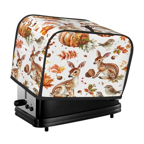 Mexpekil Fall Ahornblätter Tier Hirsch Vögel Toaster Abdeckung 2 Scheiben Brotbackmaschine Abdeckung Wasserdicht Küche Kleingerät Staubdichte Abdeckungen Toaster Ofen Schutz Frauen Geschenk von Mexpekil