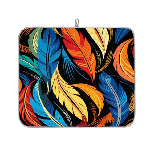 Mexpekil Feathers Abtropfmatte, saugfähige Abtropfmatte, Küchentheke, rutschfeste Abtropfmatten für Geschirr, Tassen, Pfannen, 40,6 x 45,7 cm von Mexpekil