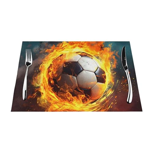Mexpekil Feuer-Fußball-Tischsets, 4er-Set, hitzebeständig, gewebt, waschbar, für Küche, Esszimmer, Party, Restaurant Mexpekil Feuer-Fußball-Tischsets, 4er-Set, hitzebeständig, gewebt, waschbar, für Küche, Esszimmer, Party, Restaurant von Mexpekil
