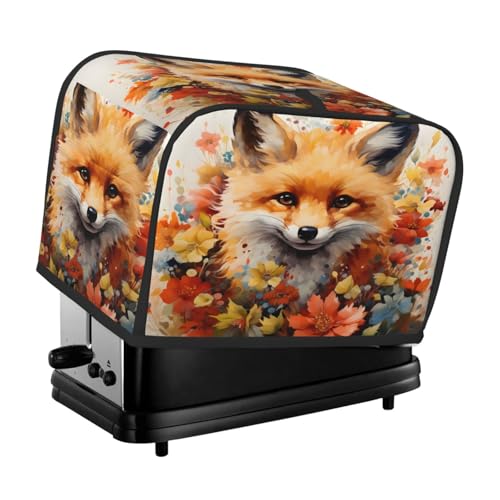 Mexpekil Floral Fox Kunst Malerei Toaster Abdeckung 2 Scheiben Brotbackmaschine Abdeckung Wasserdicht Küche Kleingerät Staubdichte Abdeckungen Toaster Ofen Schutz Frauen Geschenk von Mexpekil