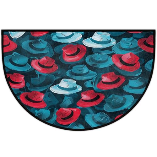 Mexpekil Fußmatte für drinnen und draußen, rutschfest, waschbar, halbrund, saugfähig, schmutzabweisend, halbrund, 61 x 91 cm, Rot / Blau Mexpekil Fußmatte für drinnen und draußen, rutschfest, waschbar, halbrund, saugfähig, schmutzabweisend, halbrund, 61 x 91 cm, Rot / Blau von Mexpekil