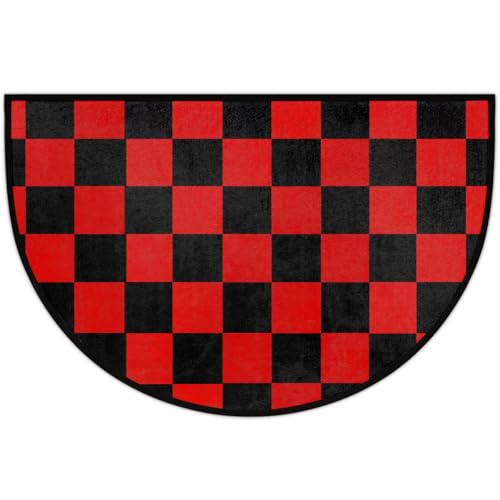 Mexpekil Fußmatte für drinnen und draußen, rutschfest, waschbar, halbrund, saugfähig, schmutzabweisend, halbrund, 61 x 91 cm, Schwarz / Rot kariert Mexpekil Fußmatte für drinnen und draußen, rutschfest, waschbar, halbrund, saugfähig, schmutzabweisend, halbrund, 61 x 91 cm, Schwarz / Rot kariert von Mexpekil