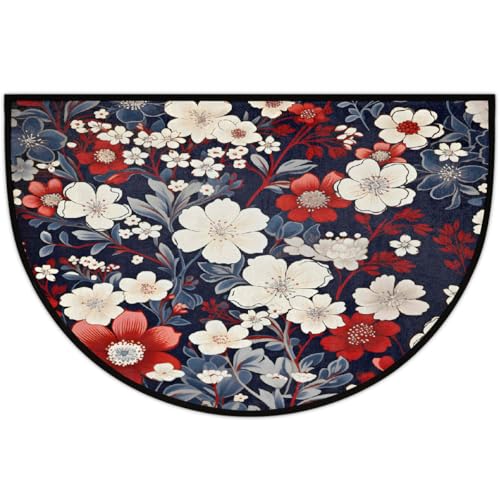 Mexpekil Fußmatte mit Blumenmotiv, für drinnen und draußen, rutschfest, waschbar, halbrund, saugfähig, schmutzabweisend, halbrund, 61 x 91 cm Mexpekil Fußmatte mit Blumenmotiv, für drinnen und draußen, rutschfest, waschbar, halbrund, saugfähig, schmutzabweisend, halbrund, 61 x 91 cm von Mexpekil