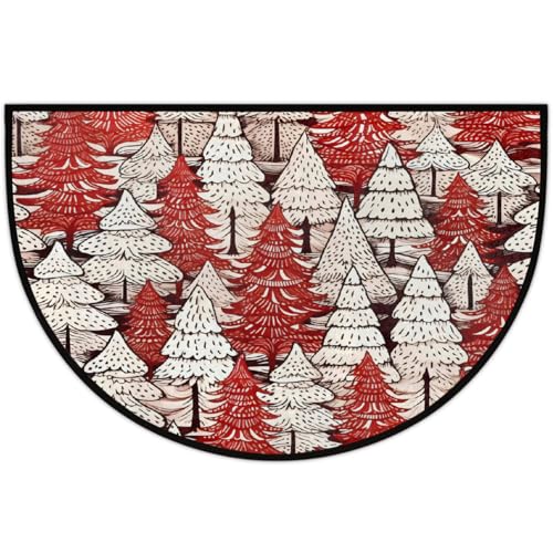 Mexpekil Fußmatte mit Weihnachtsbaum, halbrund, für drinnen und draußen, rutschfest, waschbar, halbrund, saugfähig, 61 x 91 cm, Rot / Weiß Mexpekil Fußmatte mit Weihnachtsbaum, halbrund, für drinnen und draußen, rutschfest, waschbar, halbrund, saugfähig, 61 x 91 cm, Rot / Weiß von Mexpekil