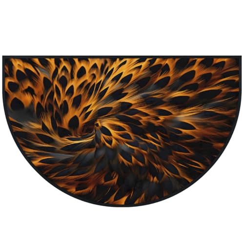 Mexpekil Fußmatte mit abstrakten Federn, halbmondförmig, rutschfest, waschbar, halbrund, saugfähig, 100 x 160 cm Mexpekil Fußmatte mit abstrakten Federn, halbmondförmig, rutschfest, waschbar, halbrund, saugfähig, 100 x 160 cm von Mexpekil