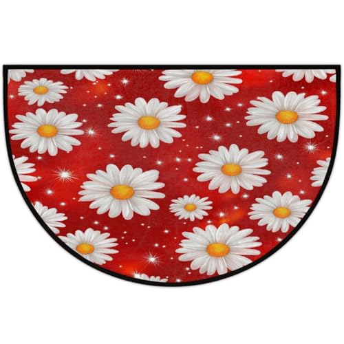 Mexpekil Fußmatte mit roten Gänseblümchen, halbrund, für drinnen und draußen, rutschfest, waschbar, halbrund, saugfähig, für den Eingang, 61 x 91 cm Mexpekil Fußmatte mit roten Gänseblümchen, halbrund, für drinnen und draußen, rutschfest, waschbar, halbrund, saugfähig, für den Eingang, 61 x 91 cm von Mexpekil