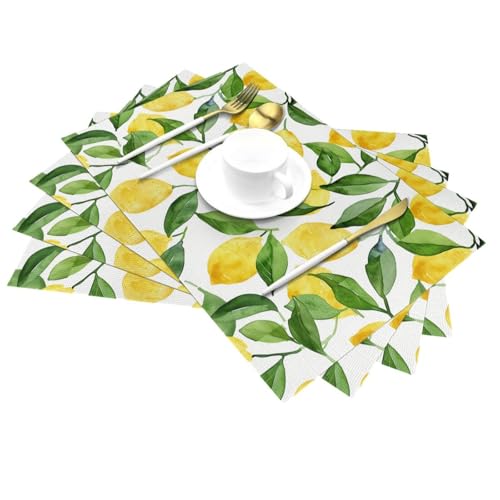 Mexpekil Gewebte Platzsets, 4er-Set, hitzebeständig, PVC-Platzsets, Aquarell, Zitrone, Tischdekoration für Esszimmer, Küche, Hochzeit, Party Mexpekil Gewebte Platzsets, 4er-Set, hitzebeständig, PVC-Platzsets, Aquarell, Zitrone, Tischdekoration für Esszimmer, Küche, Hochzeit, Party von Mexpekil