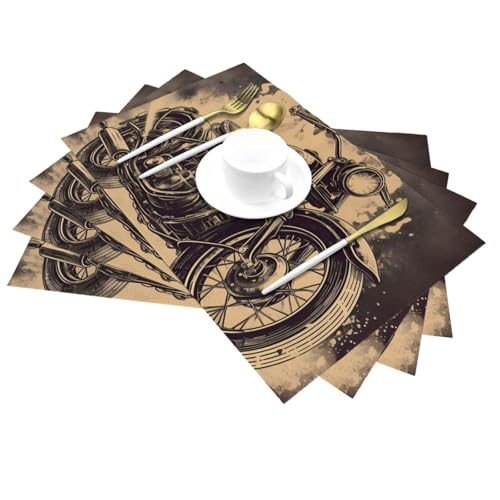 Mexpekil Gewebte Tischsets 4er Set Hitzebeständige Tischsets PVC Platzsets Retro Motorrad Tischdekorationen für Esszimmer Küche Hochzeit Party Mexpekil Gewebte Tischsets 4er Set Hitzebeständige Tischsets PVC Platzsets Retro Motorrad Tischdekorationen für Esszimmer Küche Hochzeit Party von Mexpekil