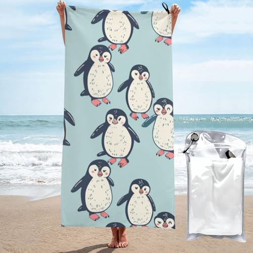Mexpekil Große Strandtücher mit Cartoon-Pinguinen für Erwachsene, sandfrei, Mikrofaser, schnell trocknend, Badetuch, leichtes Reisehandtuch mit Tasche für Fitnessstudio, Camping, Schwimmen, Yoga, 80 x Mexpekil Große Strandtücher mit Cartoon-Pinguinen für Erwachsene, sandfrei, Mikrofaser, schnell trocknend, Badetuch, leichtes Reisehandtuch mit Tasche für Fitnessstudio, Camping, Schwimmen, Yoga, 80 x von Mexpekil