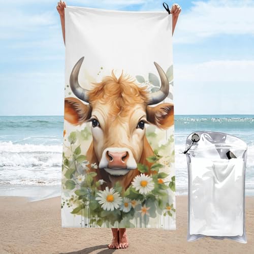Mexpekil Große Strandtücher mit Kuhmotiv für Erwachsene, sandfrei, Mikrofaser, Strandtuch, schnell trocknend, Badetuch, leichtes Reisehandtuch mit Tasche für Fitnessstudio, Camping, Schwimmen, Yoga, Mexpekil Große Strandtücher mit Kuhmotiv für Erwachsene, sandfrei, Mikrofaser, Strandtuch, schnell trocknend, Badetuch, leichtes Reisehandtuch mit Tasche für Fitnessstudio, Camping, Schwimmen, Yoga, von Mexpekil