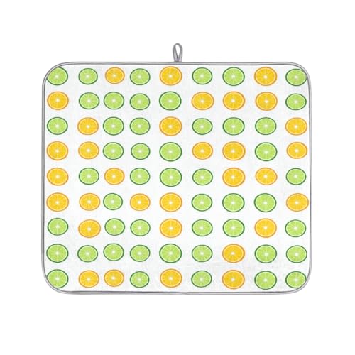 Mexpekil Handgezeichnete Zitronen-Abtropfmatte, saugfähige Abtropfmatte, Küchentheke, rutschfeste Abtropfmatten für Geschirr, Tassen, Pfannen, 40,6 x 45,7 cm von Mexpekil